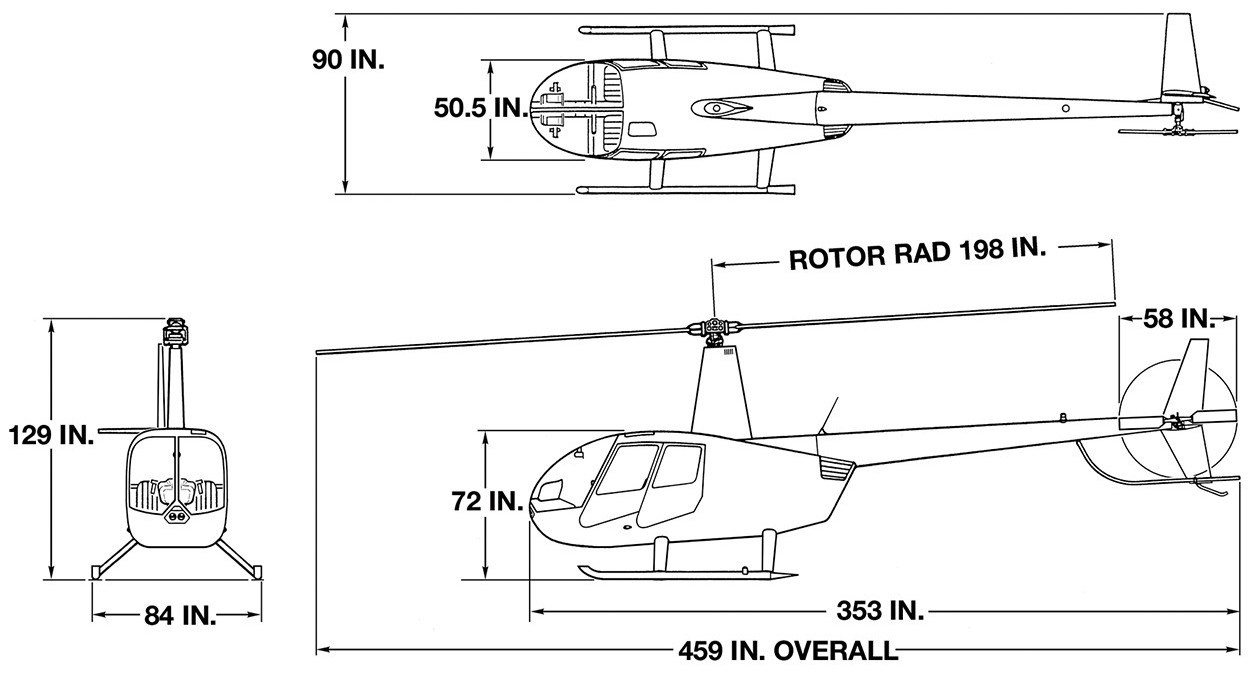 r44 3-view illustration