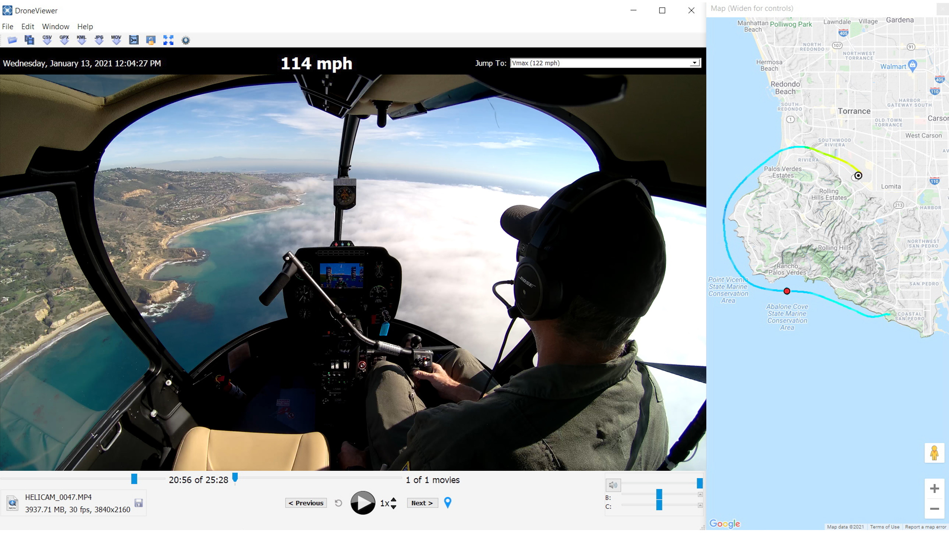 DroneViewer screenshot3-flightpath-over-pv
